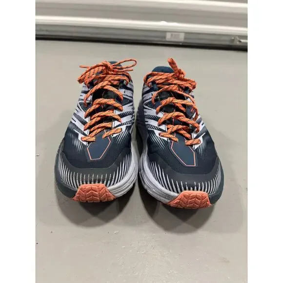 HOKA ONE ONE Women's Speedgoat 4 Vibram Sole Trail Running Shoes size 8 Navy - Picture 2 of 7